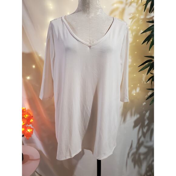 Lane Bryant NWT Lace Back V Neck Cream White Tunic Blouse Womens Plus Size 14/16 - Picture 3 of 11